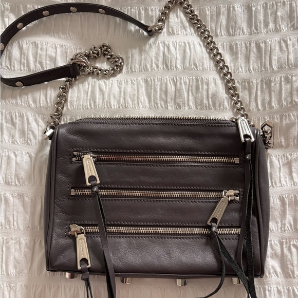 Rebecca Minkoff Stylish Grey Leather Crossbody Bag - Picture 2 of 11
